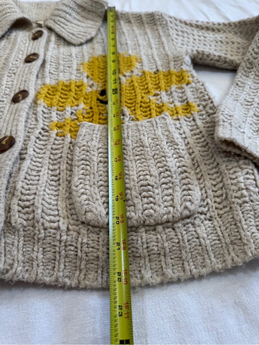 Anthropologie Pilcro Women’s Medium Smiley Flower Chunky Wool Blend Cardigan - Picture 5 of 9
